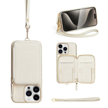 Load image into Gallery viewer, ZVE Wallet Phone Case with Wrist Strap- Beige
