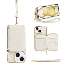 Load image into Gallery viewer, ZVE Wallet Phone Case with Wrist Strap- Beige
