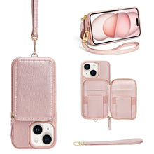 Load image into Gallery viewer, ZVE Wallet Phone Case with Wrist Strap- Beige
