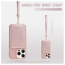 Load image into Gallery viewer, ZVE Wallet Phone Case with Wrist Strap- Rose Gold
