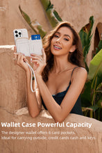 Load image into Gallery viewer, ZVE Wallet Phone Case with Wrist Strap- Beige
