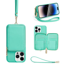 Load image into Gallery viewer, ZVE Wallet Phone Case with Wrist Strap- Beige

