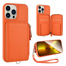 Load image into Gallery viewer, ZVE Wallet Phone Case with Wrist Strap- Beige
