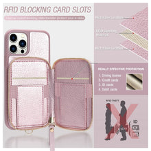 Load image into Gallery viewer, ZVE Wallet Phone Case with Wrist Strap- Rose Gold
